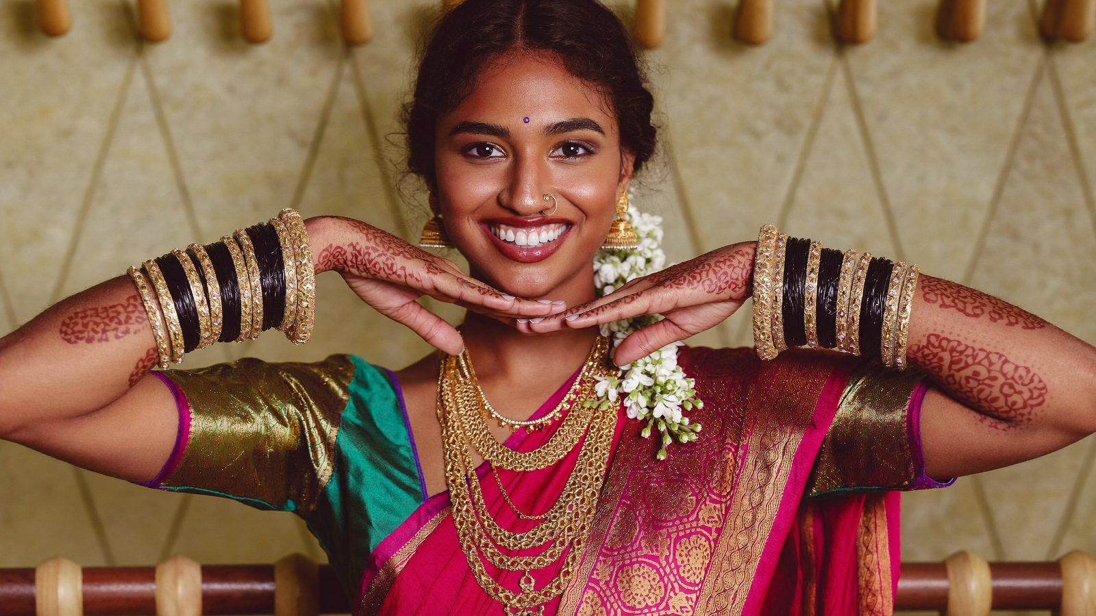 Indian bride with natural HD bridal makeup by Anushree Shewale